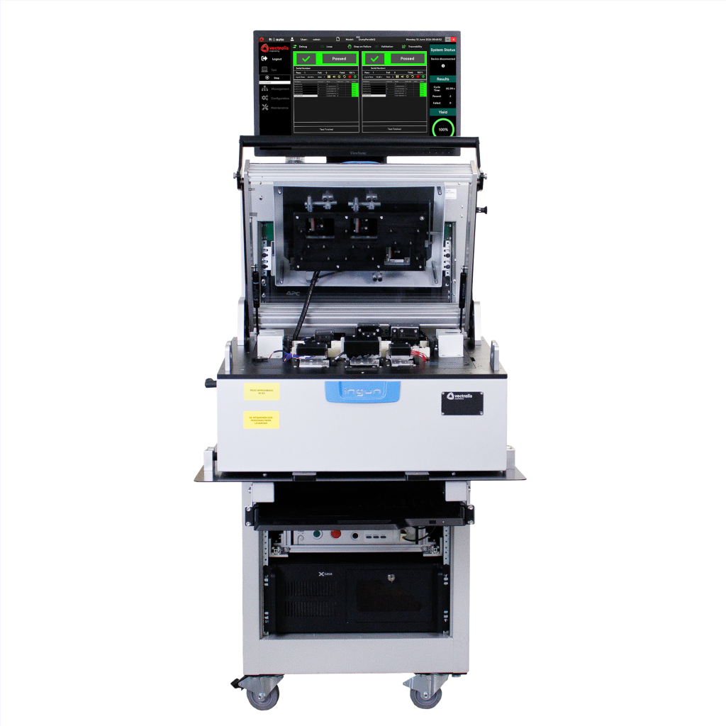 Complete functional test system developed by Vectralis for high-precision industrial PCBA testing