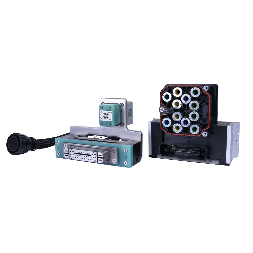 Vectralis test nest and harness designed for pin presence validation in assembled automotive units
