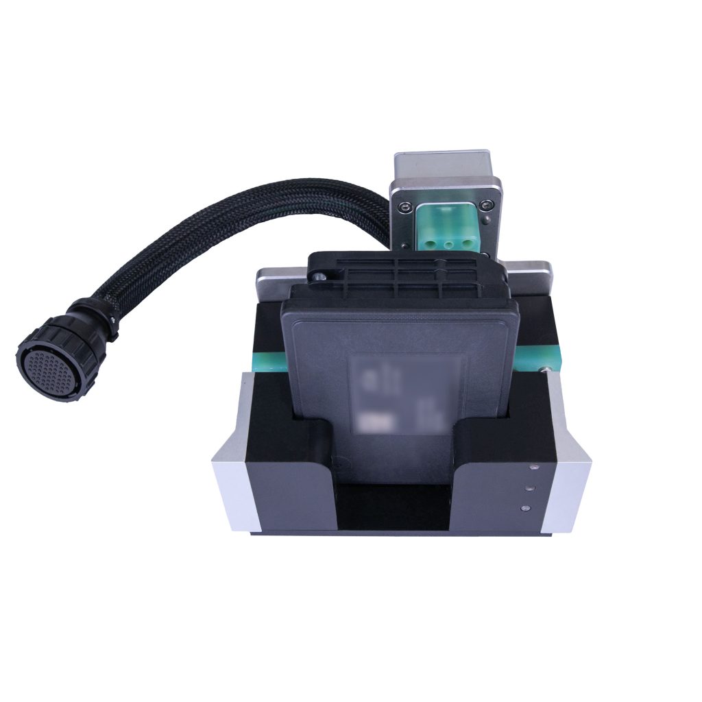 Test nest and cable harness setup from Vectralis for validating assembled unit connections