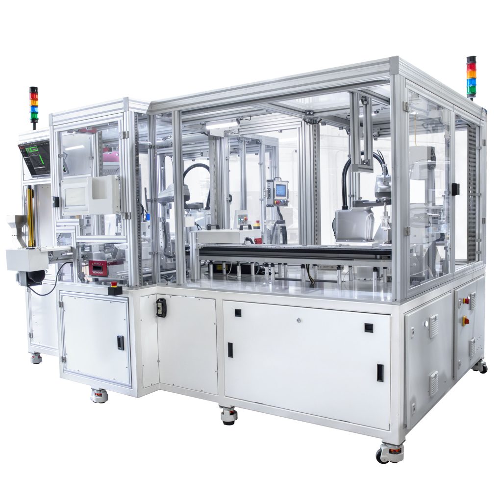 Custom automated assembly line with magnetic conveyor for automotive electronics manufacturing