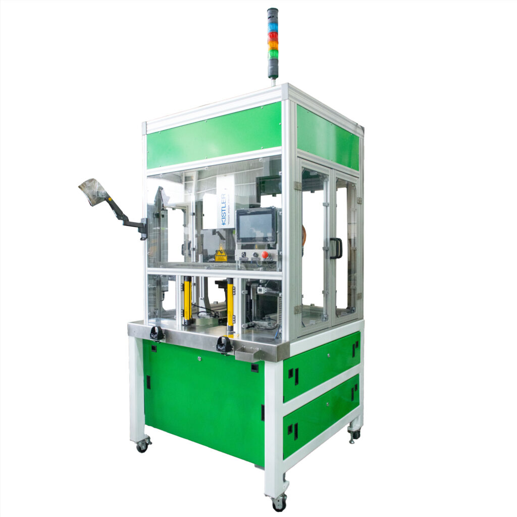 Vectralis Baumann semi-automated current test and riveting station developed in Guadalajara, Jalisco, for automated assembly line