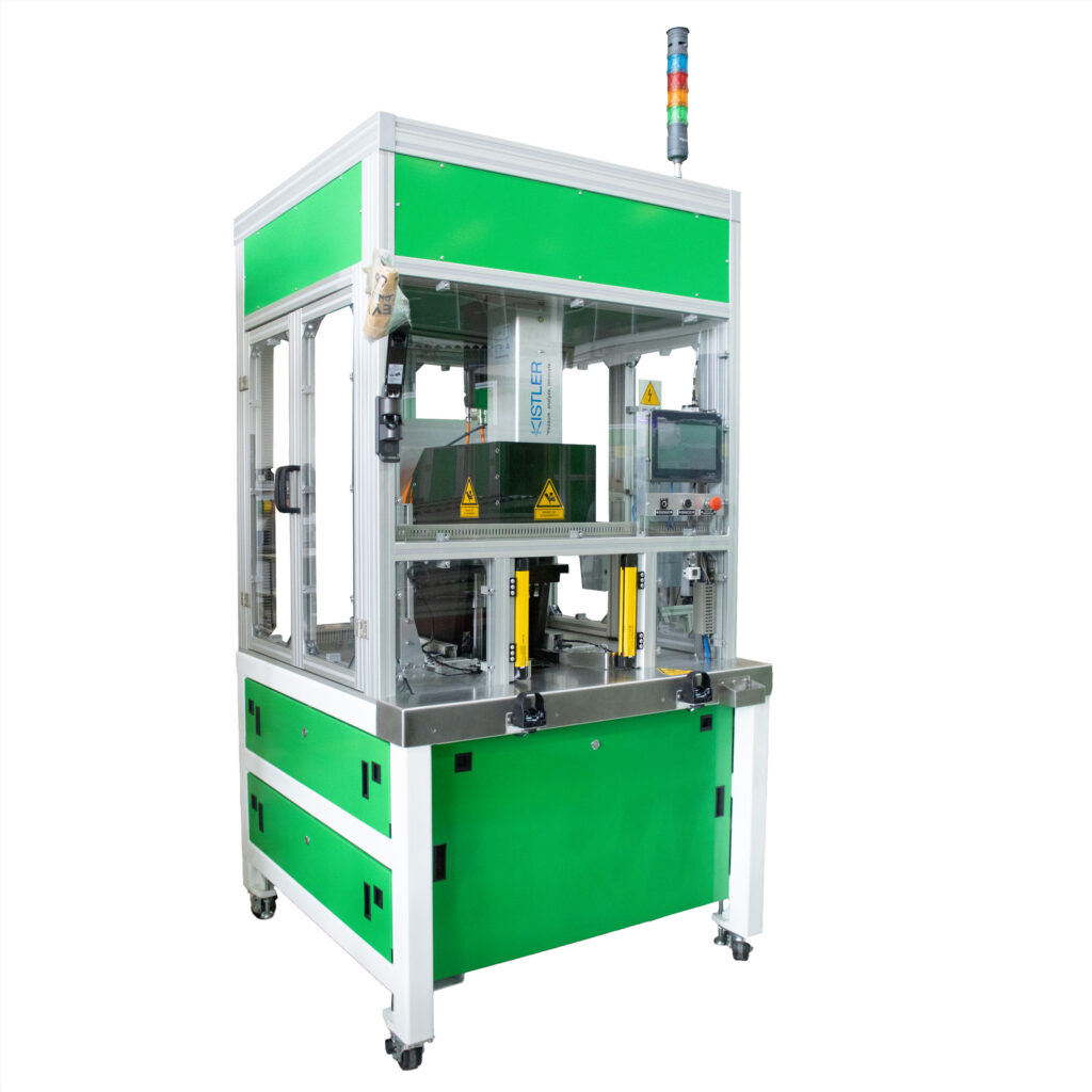 Vectralis Baumann semi-automated station for current testing and riveting processes, built in Guadalajara, Jalisco