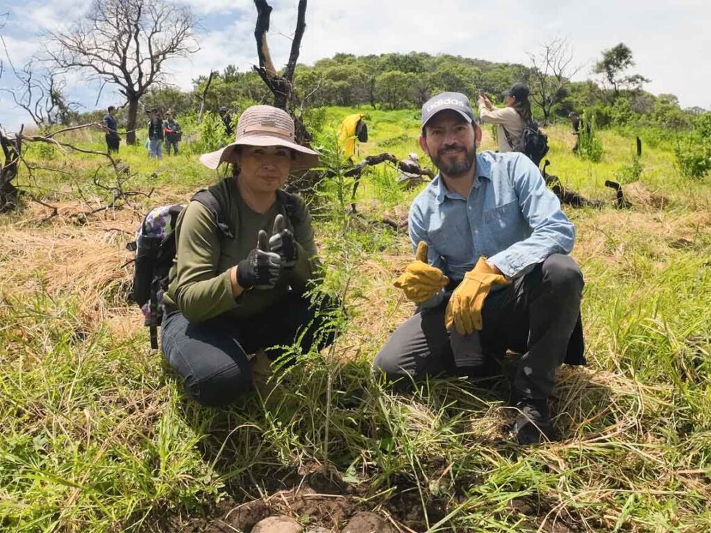 Two Vectralis team members planting trees